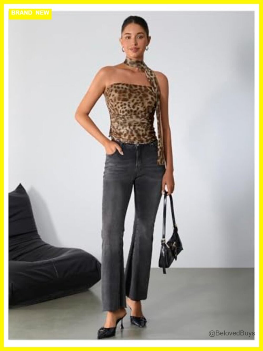 Cheetah Print Halter Mesh Tube Top - Going Out Tops for Women - Picture 4 of 7